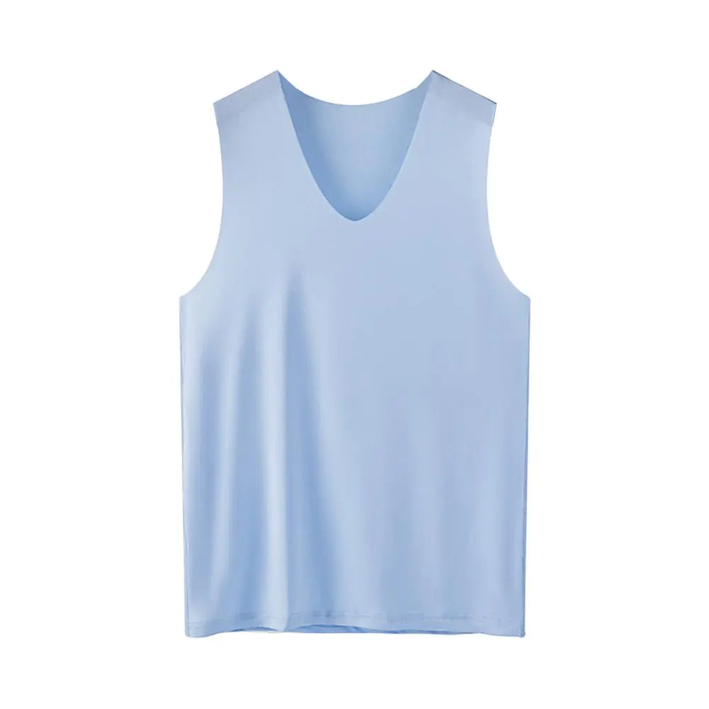 Men's V-Neck Quick-Dry Ice Silk Sleeveless T-Shirt