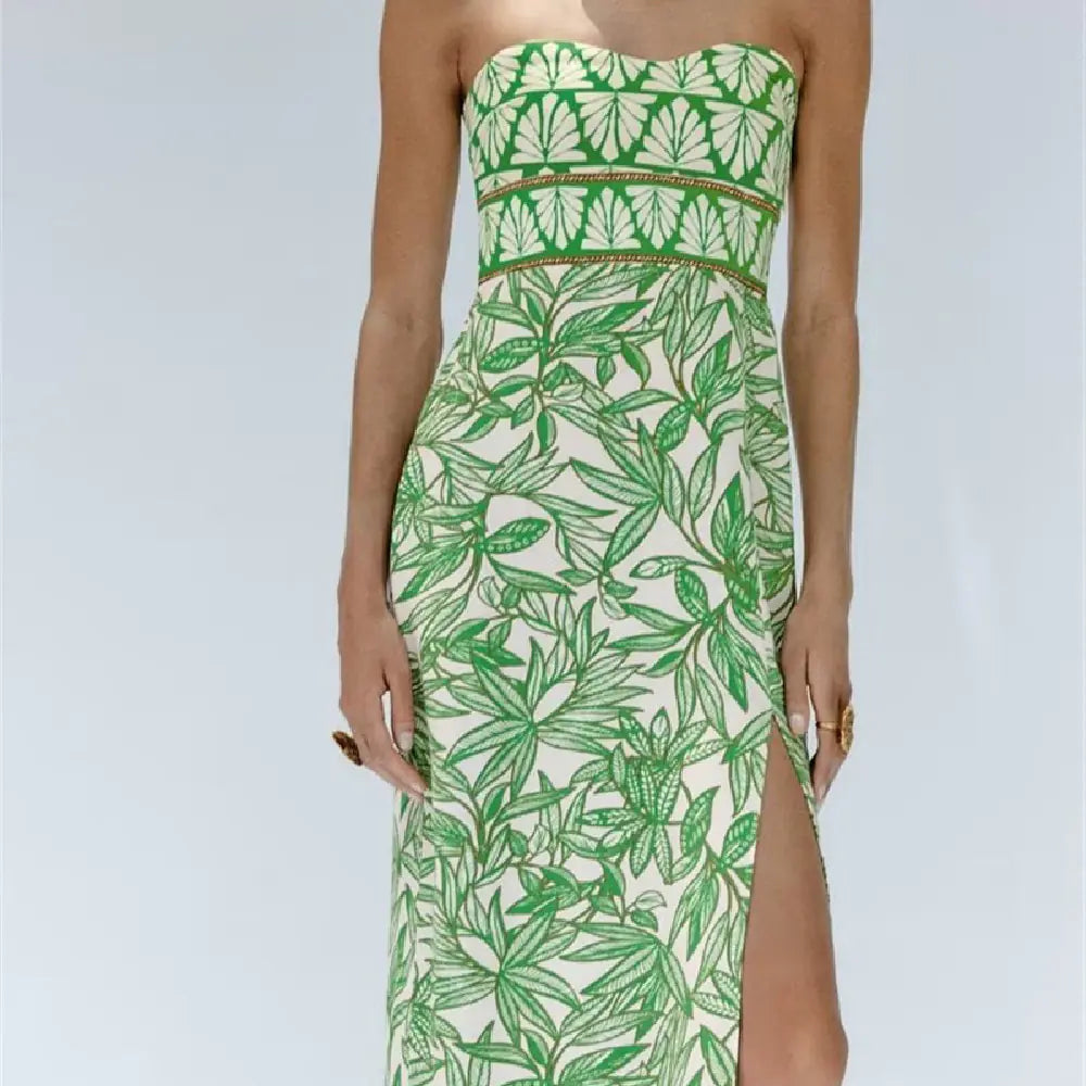 Floral Dress with High Slit for Women