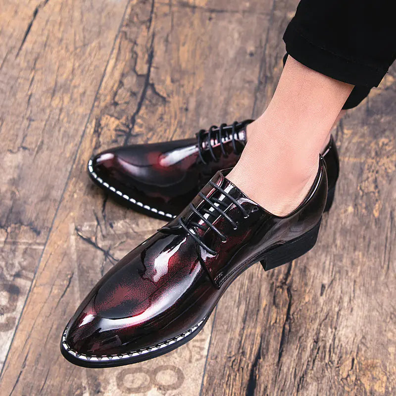 Men's Pointed Toe Leather Shoes - Stylish British Casual
