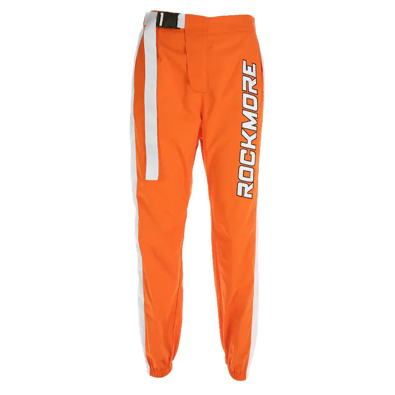 Casual Patchwork Pencil Pants with Belt Buckle