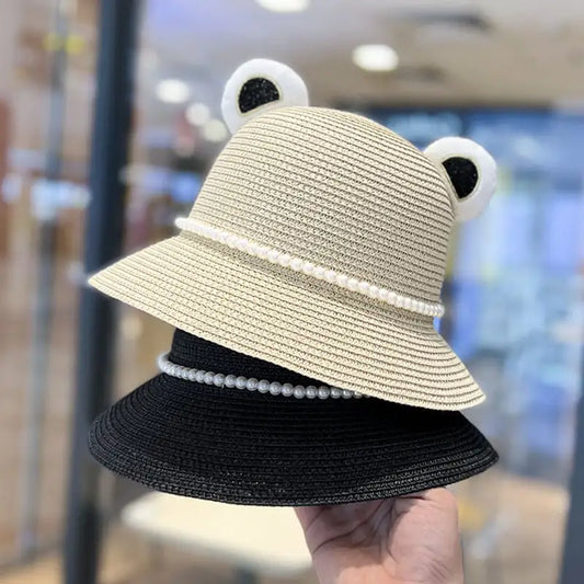 Cute Little Bear Ears Fisherman Straw Hat