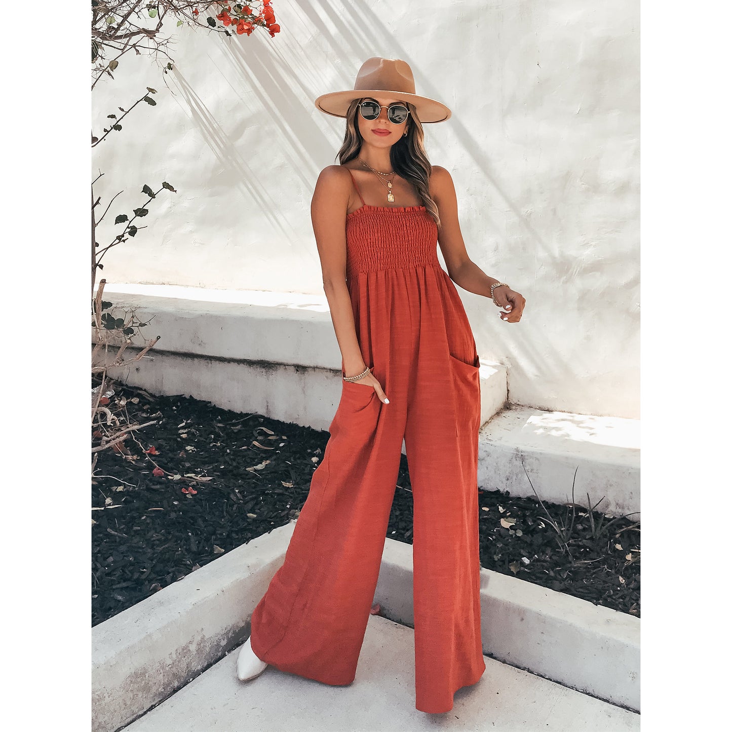 Sexy Strapless Loose Casual Jumpsuit Style Summer Vacation Wide Leg Jumpsuit
