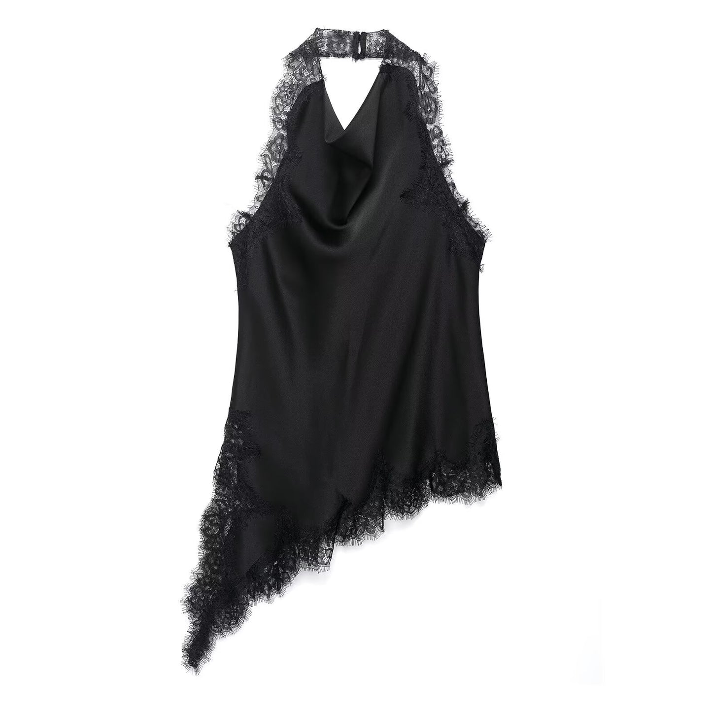 Women's Clothing INS Halter Lace Top + Satin Texture Skirt