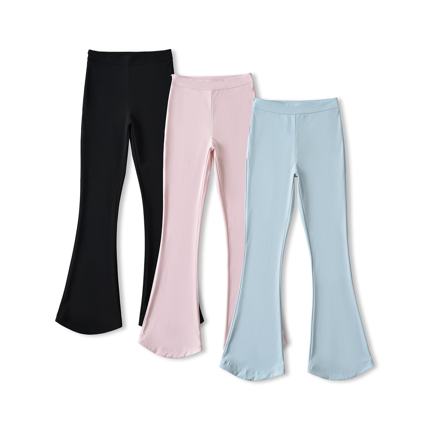 Fake two and a half zipper pleated tops+low waisted horseshoe micro flared pants