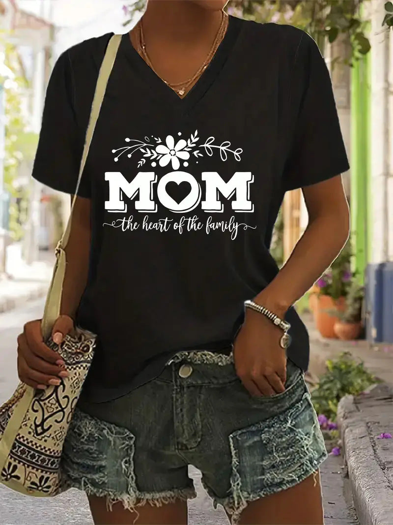 V-Neck Women's T-Shirt Round Neck Short Sleeve Gift for  Women