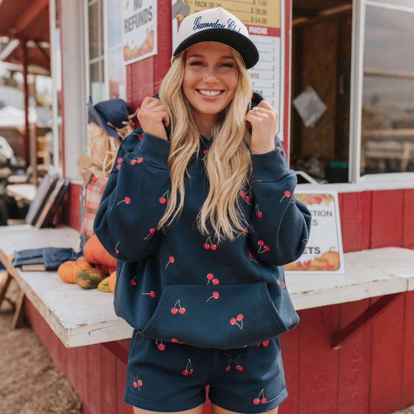 Loose Floral Hooded Sweatshirt High-Waist Sports Shorts Home Leisure Two-Piece Set