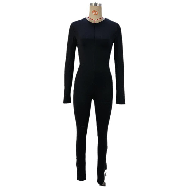 Slim fit long sleeved jumpsuit