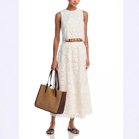 Sleeveless Embroidered A-line Skirt Set INS Casual Loose Vacation Two-piece Suit
