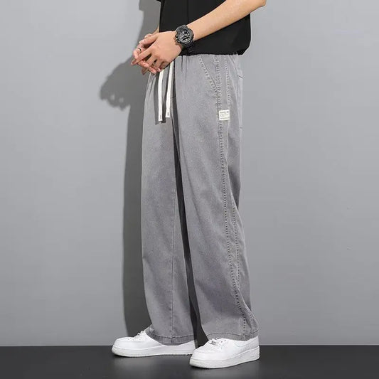 Men's Loose Wide Leg Ice Silk Straight Pants