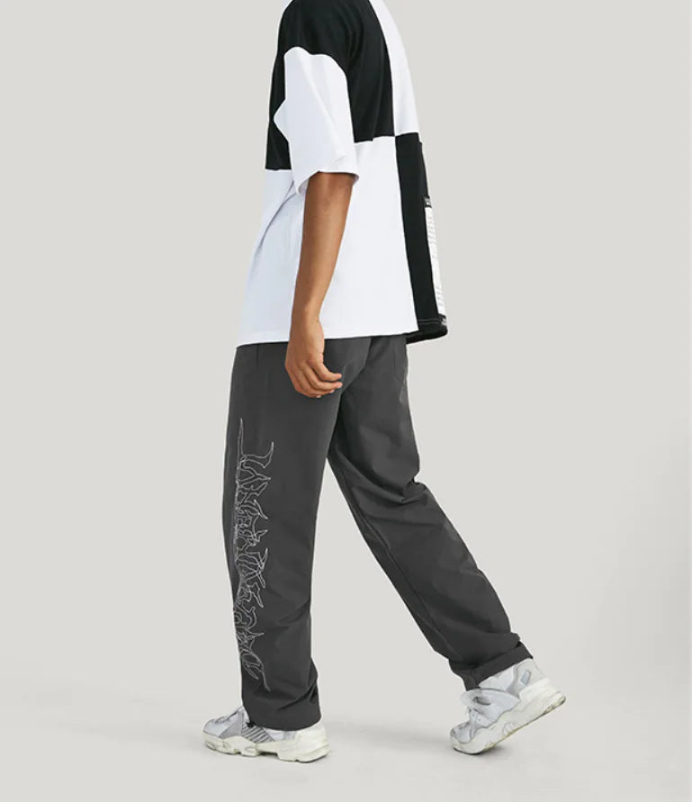 Men's Loose Fit Drawstring Windbreaker Pants