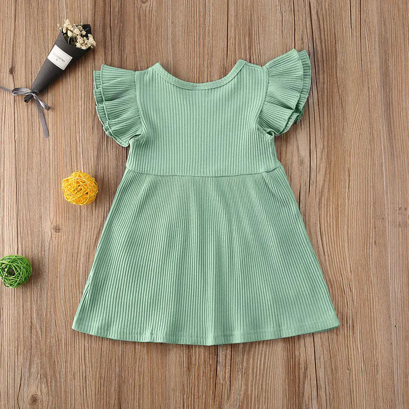 Summer Cotton Dress for Girls with Flutter Sleeves