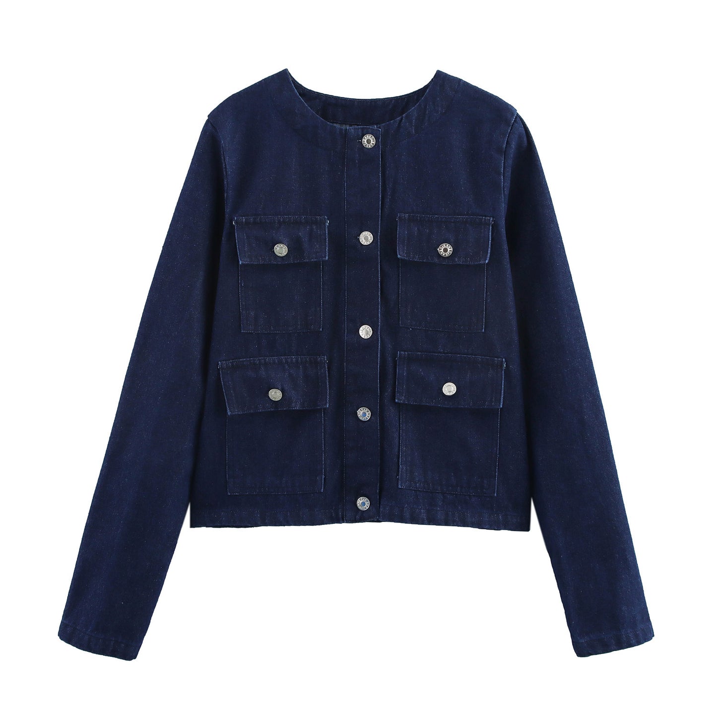 Women's Denim Jacket with Pocket Decoration + Shorts Set