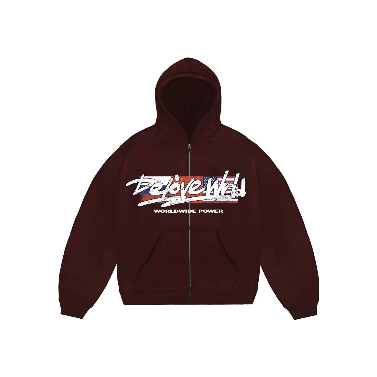 r INS New Hooded Sweatshirt Y2K National Flag Print Versatile Unisex Cardigan Sweatshirt Polyester