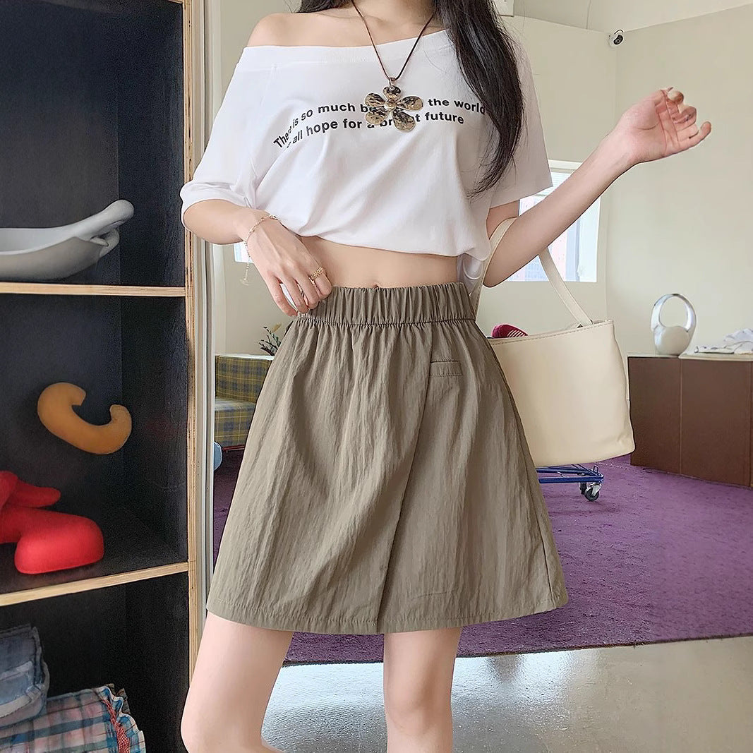 Workwear Casual Short Skirt Women's Summer New Arrival Versatile High Waist Slimming A-Line Five-Point Skirt