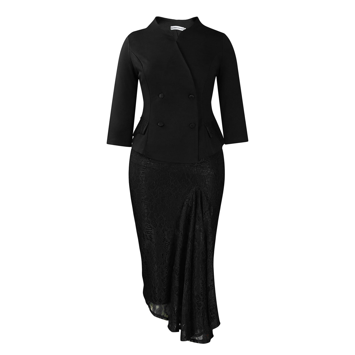 Long Sleeve Top and Lace Pencil Skirt Two-Piece Set for Women