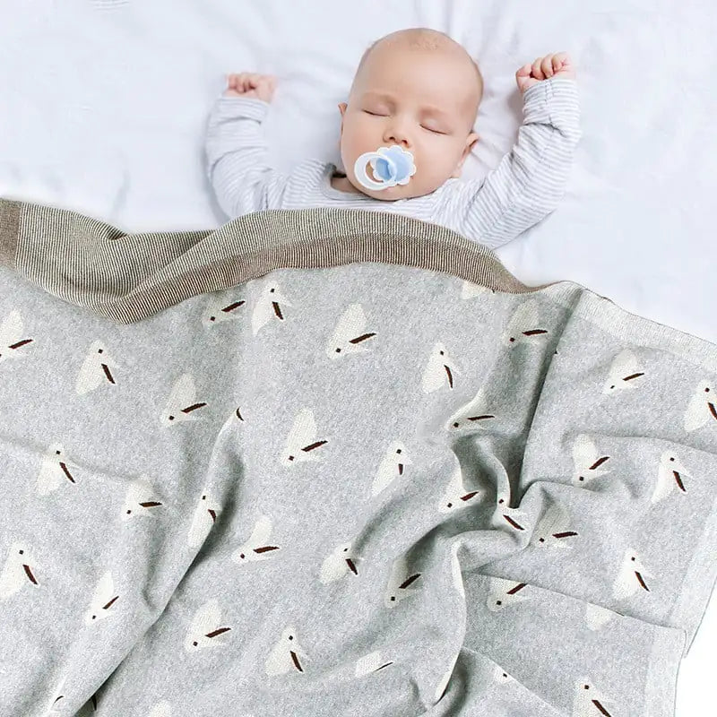 Knitted Baby Bunny Hug Blanket - Windproof Cover
