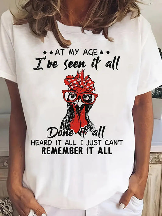 Women's Short Sleeve Animal Round Neck Top