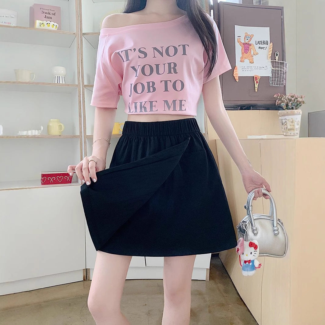 Workwear Casual Short Skirt Women's Summer New Arrival Versatile High Waist Slimming A-Line Five-Point Skirt