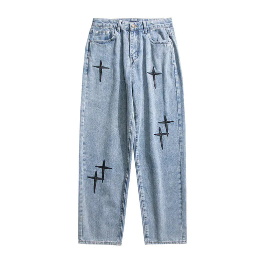 Men's Casual Loose Fit Wide Leg Jeans