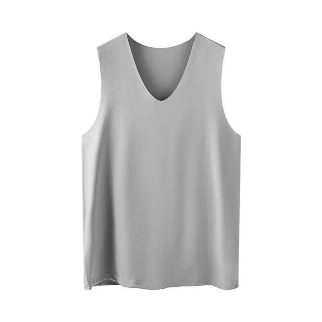 Men's V-Neck Quick-Dry Ice Silk Sleeveless T-Shirt