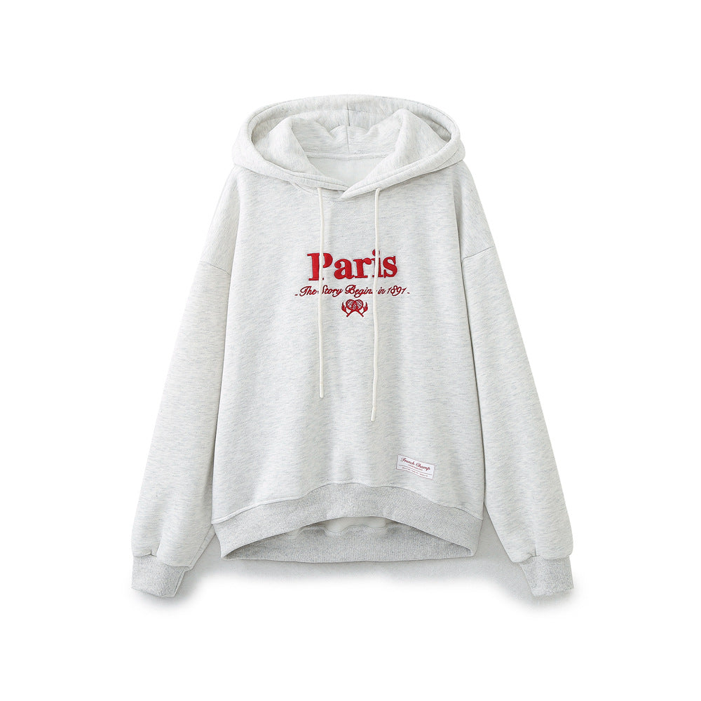Loose Hooded Sweatshirt + Printed Jogging Pants