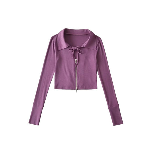 Deep V-neck zipper sports jacket