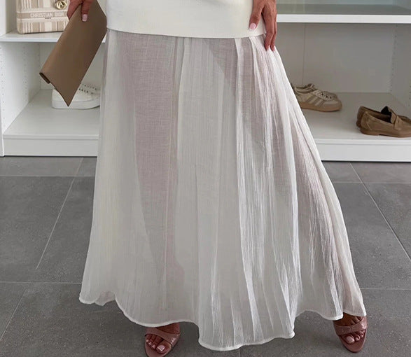 Knitted Patchwork Vest Set with Loose A-line Skirt for WomenSpring Summer Fashion Casual Holiday Style