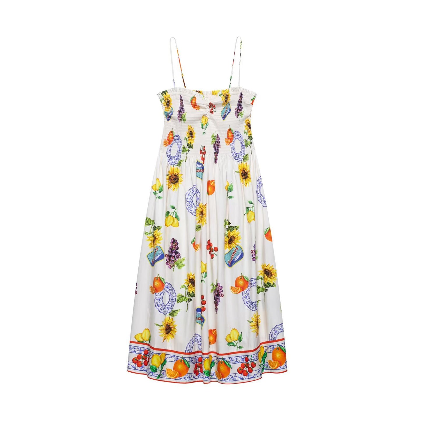 Low collar printed camisole dress for women