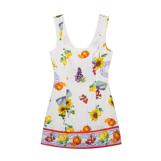 V-neck back tied bow short skirt dress for women