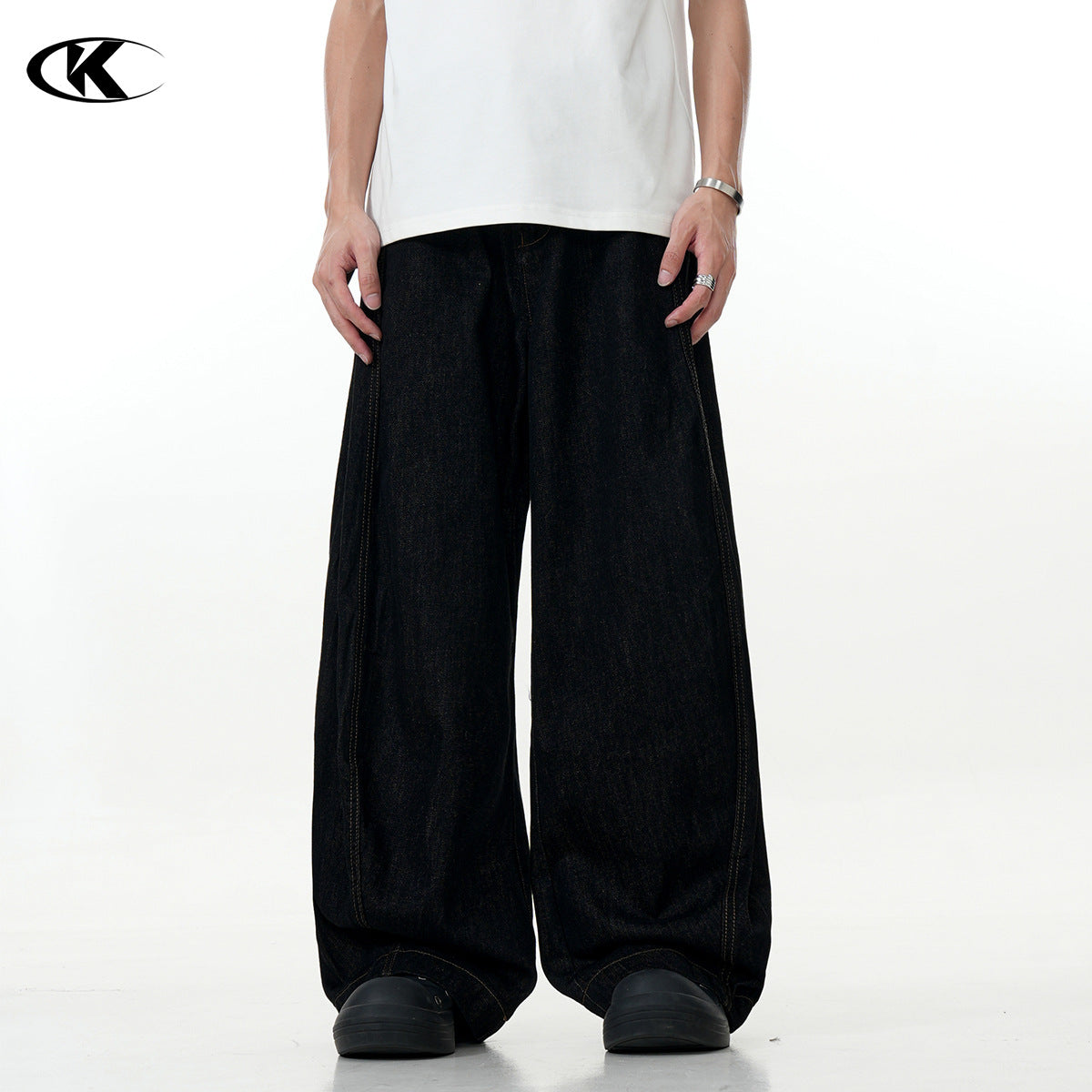 Simple Slimming Loose Fit Casual Trendy Banana Shape Wide Leg Long Pants