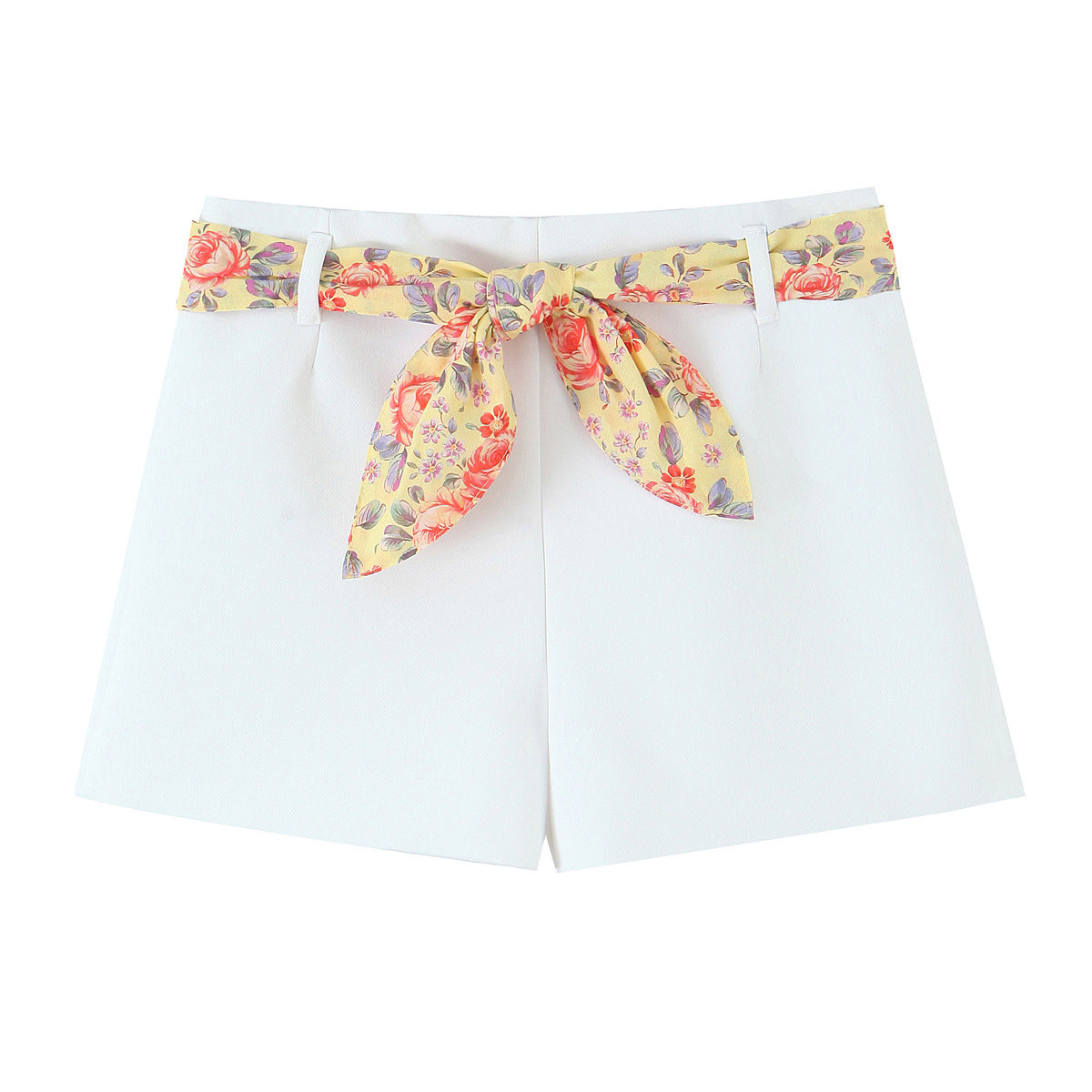 Women's Clothing Printed Thin Scarf Decorative Neck Hanging Top High Waist Short Pants Set