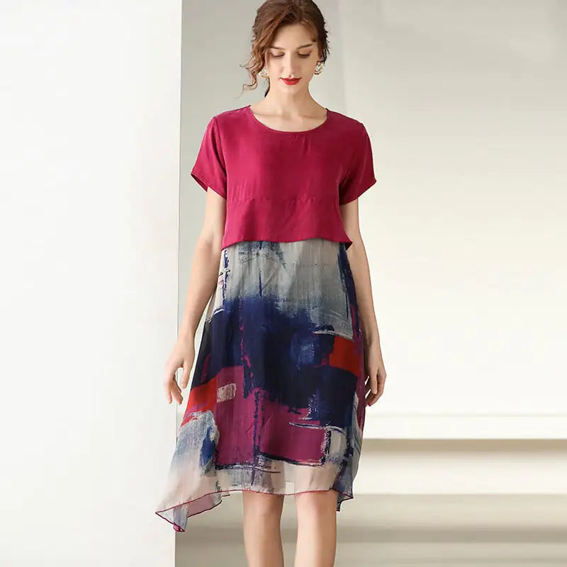 Plus Size Slimming Silk Dress for Summer