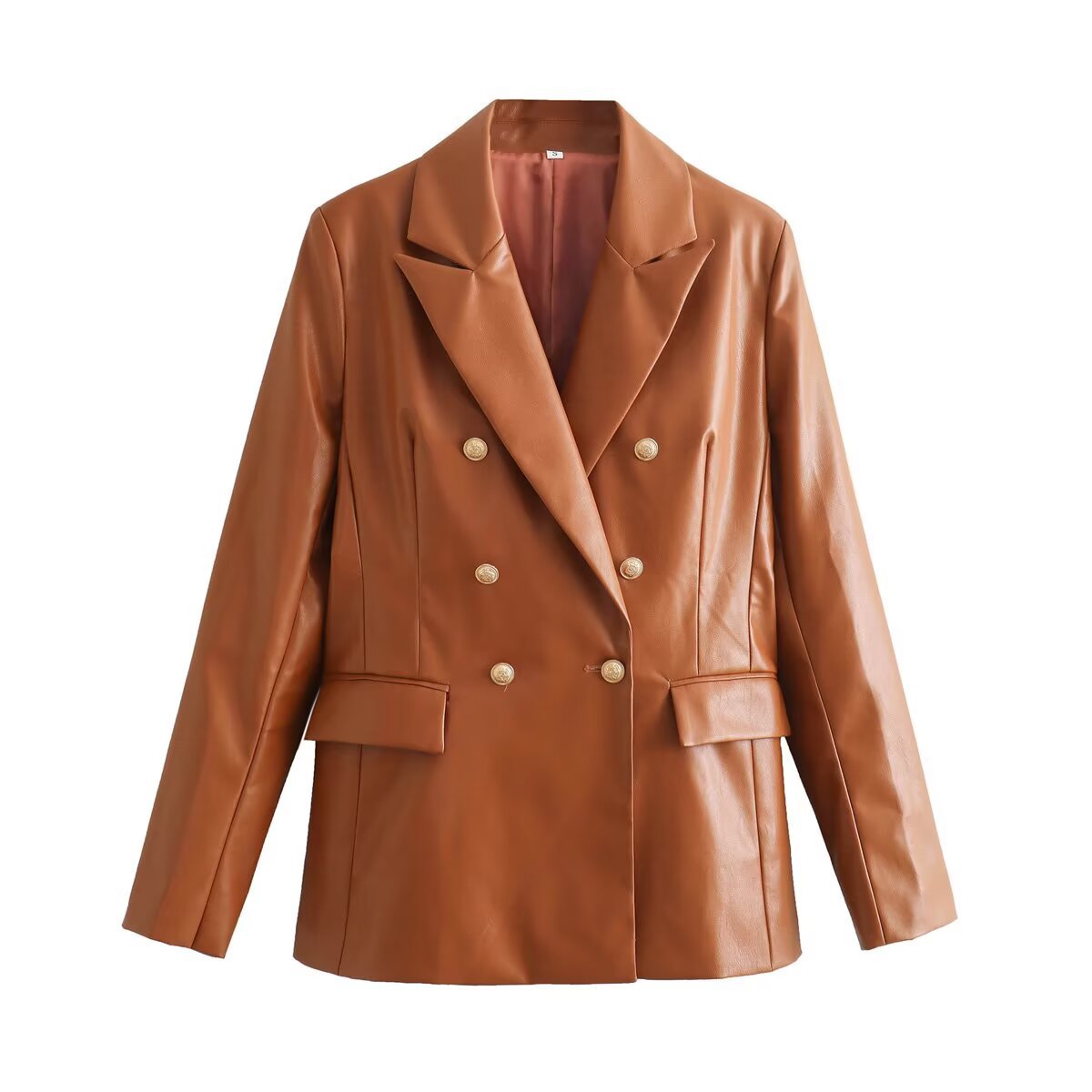 Women's PU Leather Blazer Jacket