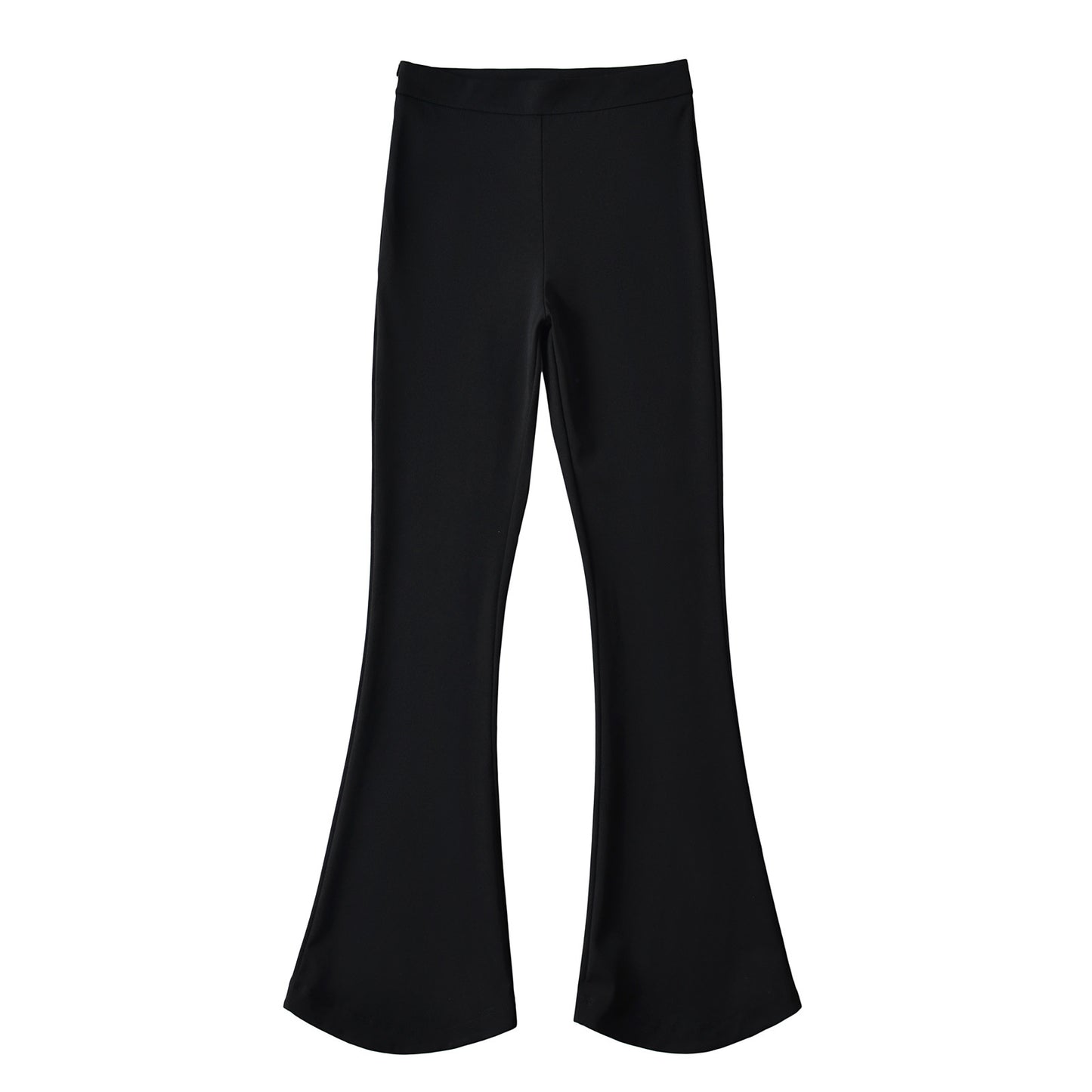Fake two and a half zipper pleated tops+low waisted horseshoe micro flared pants
