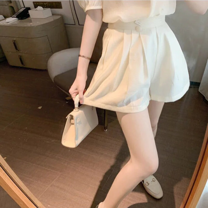 2020 Vintage French Style Chiffon Top and Shorts Set