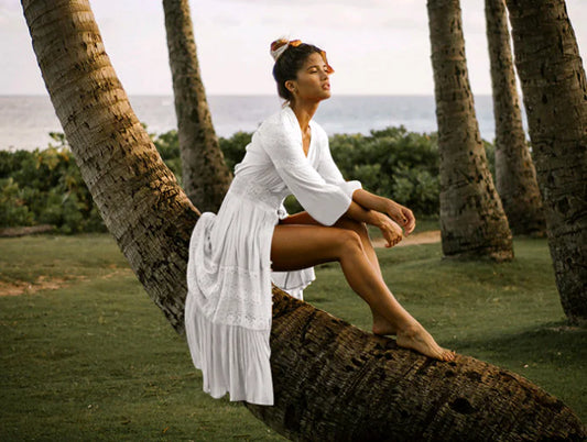 Cotton Lace Cardigan and Beach Cover-Up Dress