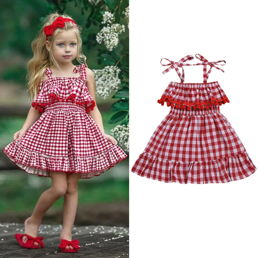 Plaid Strap Princess Dress for Girls