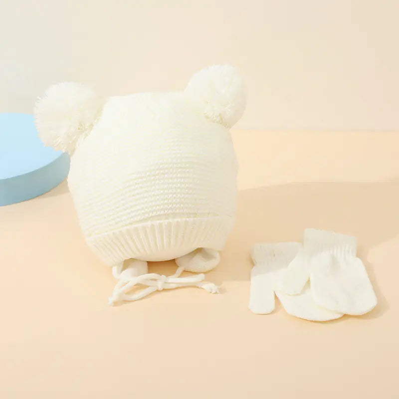 Children's Double Ball Wool Hat and Gloves Set