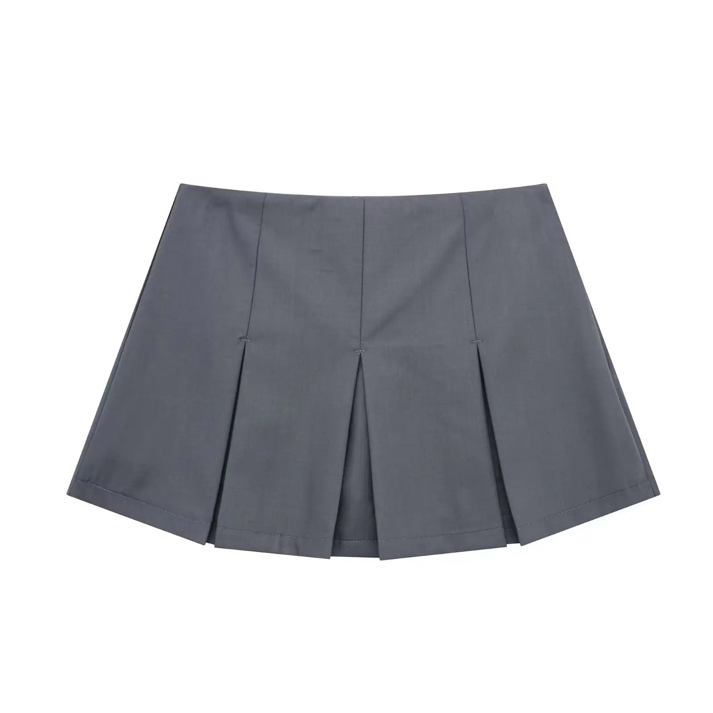 High Waist Wide Pleated Solid Color Skirt for Women