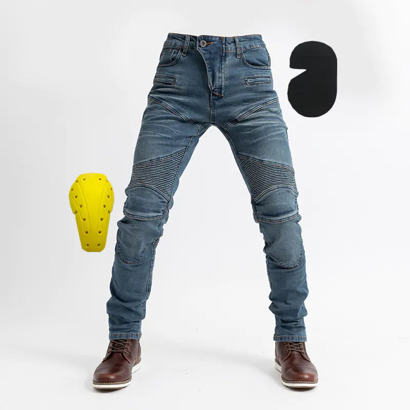 Denim Cycling Pants with Protective Gear