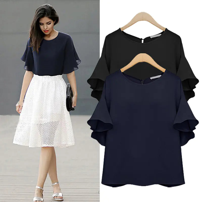 Plus Size Women's Short Sleeve Loose Shirt