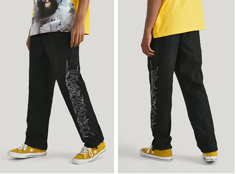 Men's Loose Fit Drawstring Windbreaker Pants