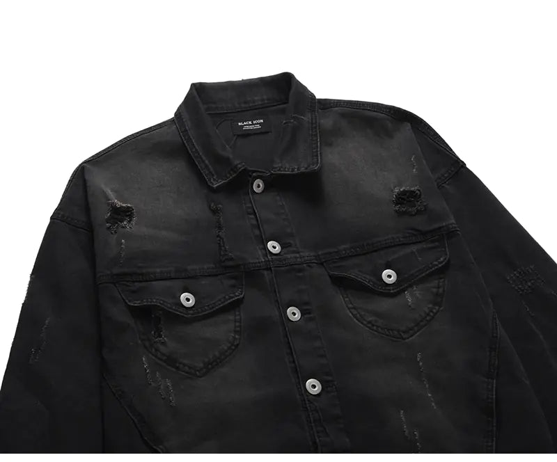 Kanye High Street Washed Distressed Denim Jacket