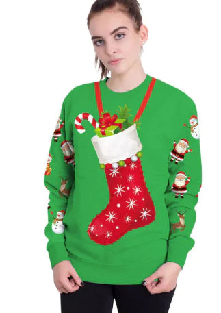 3D Digital Printed Women's Christmas Pullover Sweatshirt