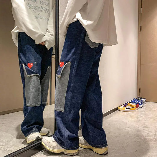 Wide Leg Loose Straight Design Pants