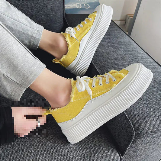 Men's Thick Sole Summer Canvas Sneakers - Korean Style