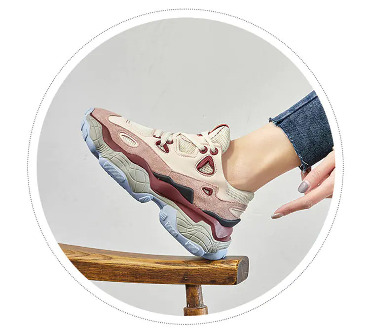 Thick Sole Dad Sneakers - Casual Athletic Shoes