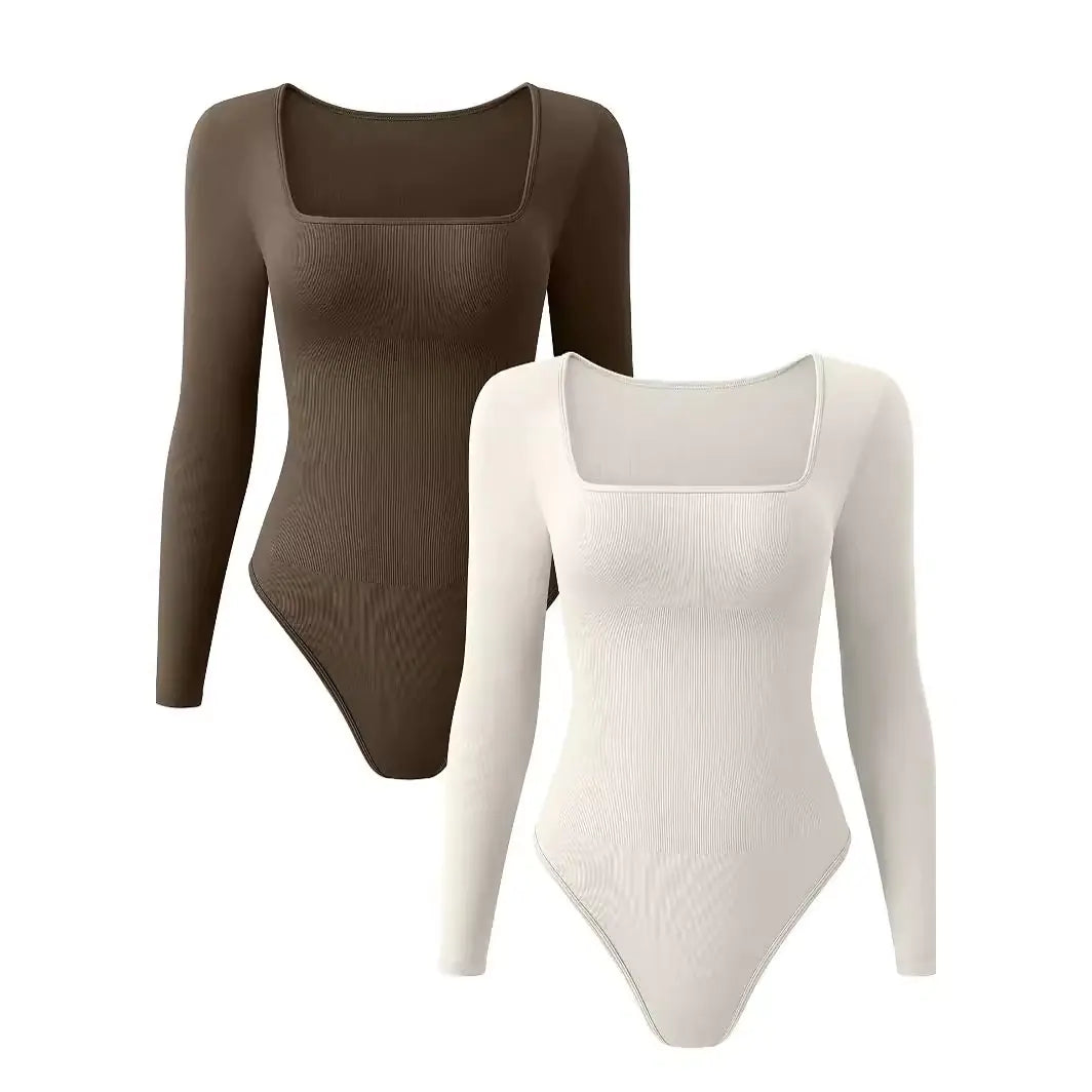 2024 Women's Multicolor Long Sleeve Knit Bodysuit