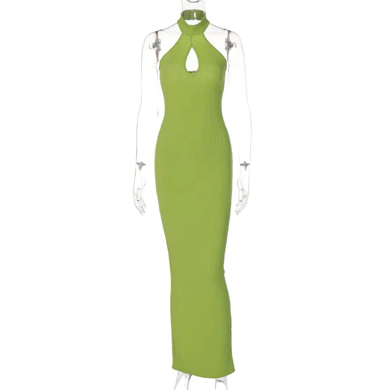 Sleeveless Slim Split Dress with Cutout Back Design