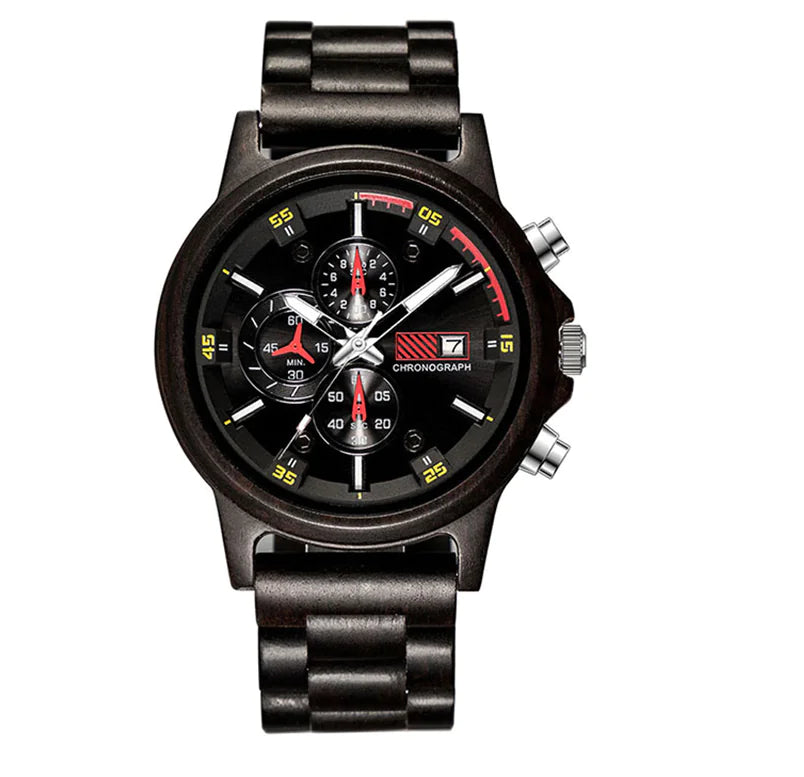 Wooden Quartz Watch for Men with Multifunctional Features